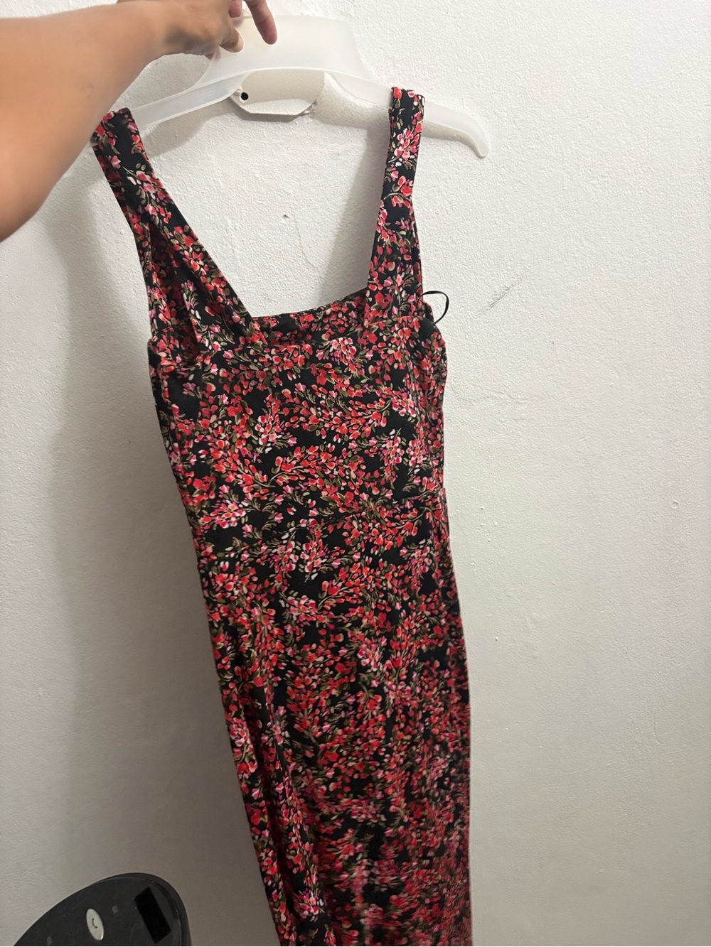 Socialite Black Midi Dress with Pink Floral Print